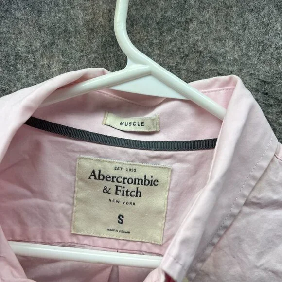 Abercrombie & Fitch Shirt Women Small Pastel Pink Casual Button Down Muscle Fit - Picture 7 of 11